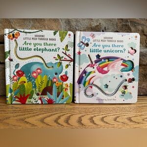 Usborne Little Peek-Through Books ~ Are You There Little Unicorn / Elephant?